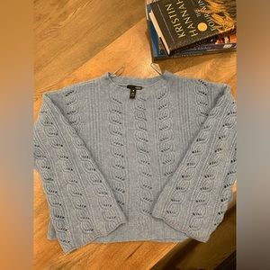 EUC Aqua 100% cashmere sweater bell sleeves crochet details size medium